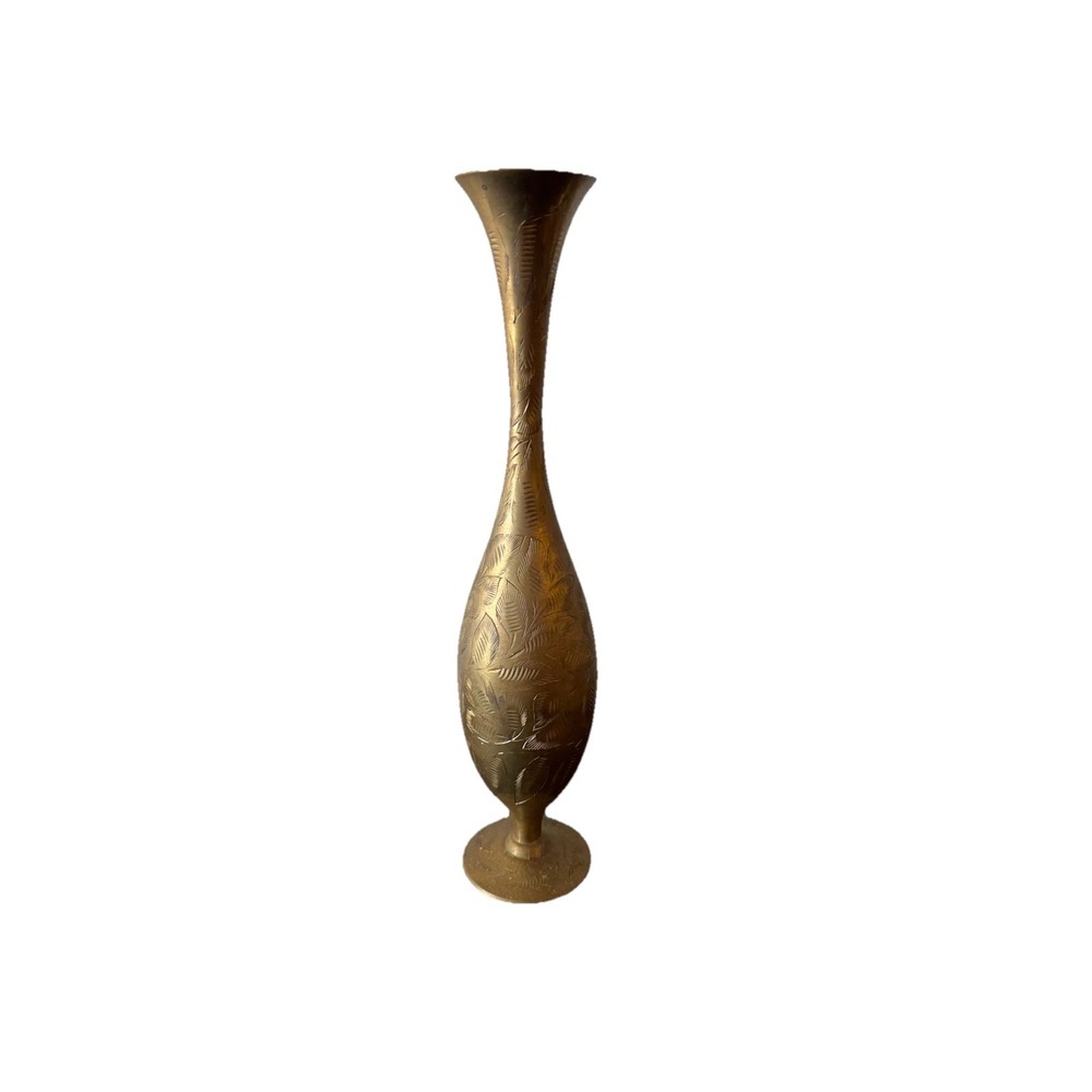 Vintage‎ Inlaid Metal Table Flower Vase Home Decorative Gold Color Copper India